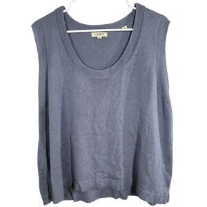 Max Studio Womens Blue Linen Blend Knit Tank Top Sz 3X Beachy Breathable Basic